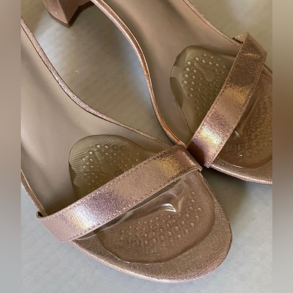 Dream Pairs Pink Metallic High Heels Sandals Chunky Block Heels Women's Size 10 - Picture 4 of 9